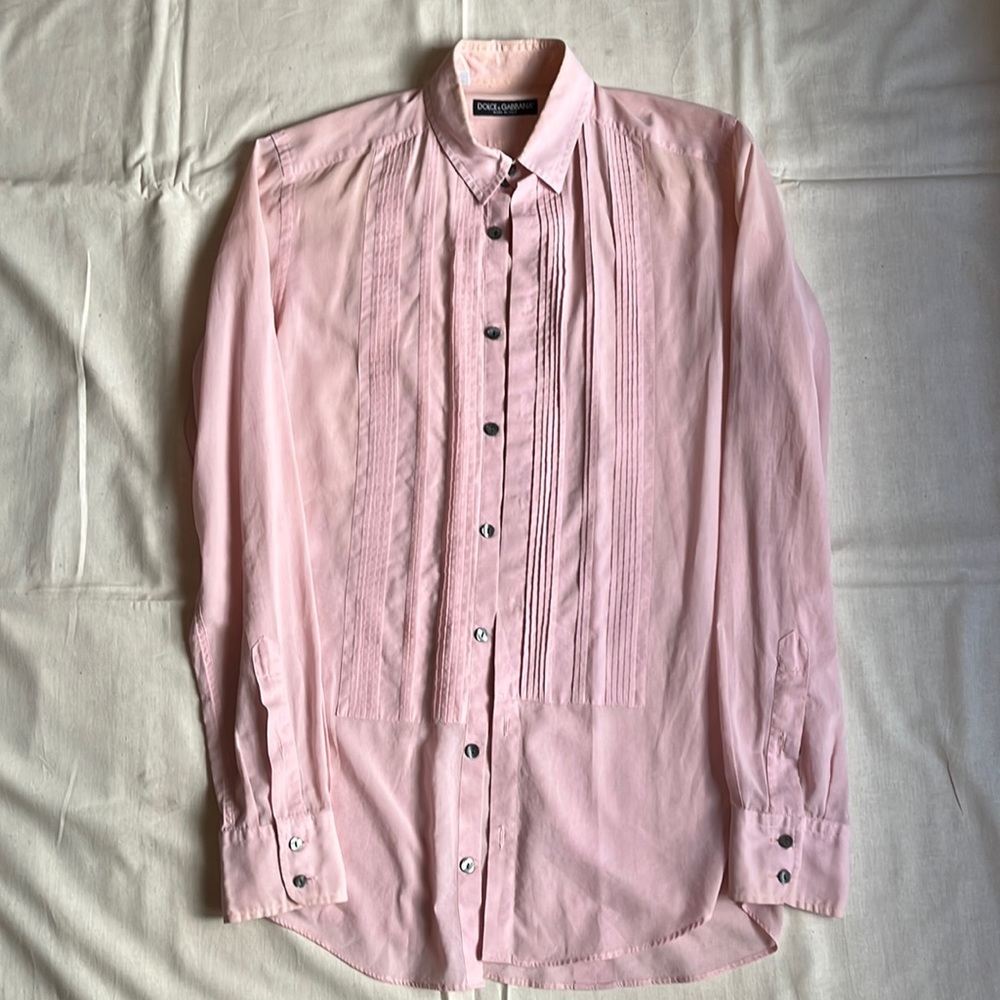 Dolce & Gabbana pink tuxedo shirt